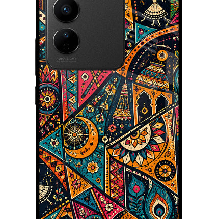 Folk Print Vivo V27/V27 Pro Glass Case