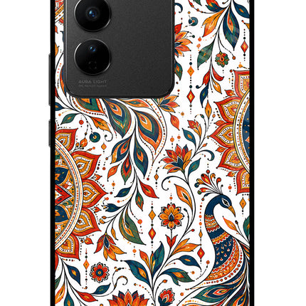 White Mayura Vivo V27/V27 Pro Glass Case