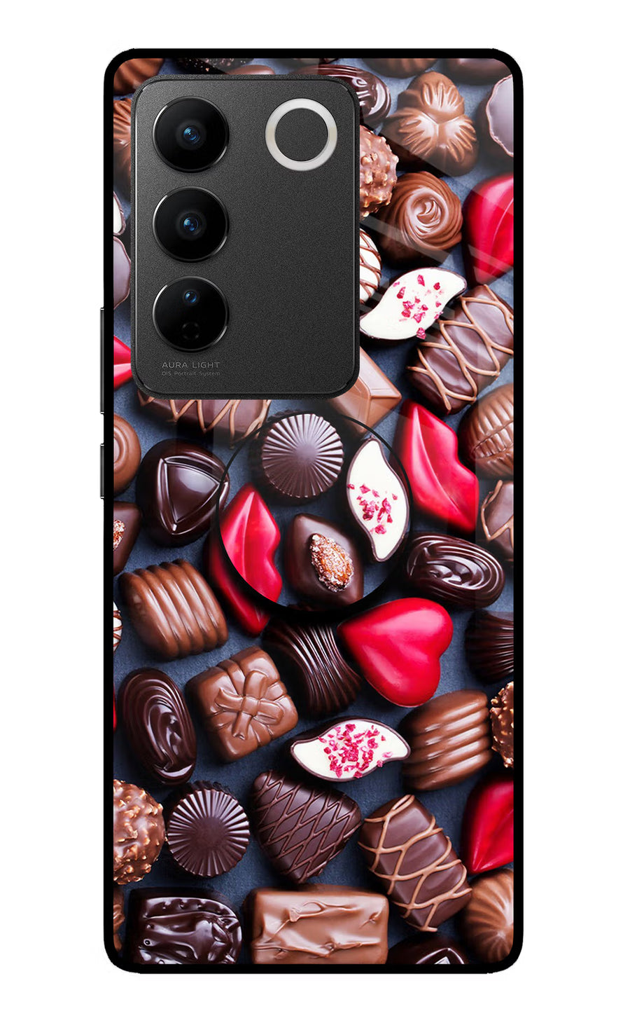 Chocolates Vivo V27/V27 Pro Pop Case, Glass case