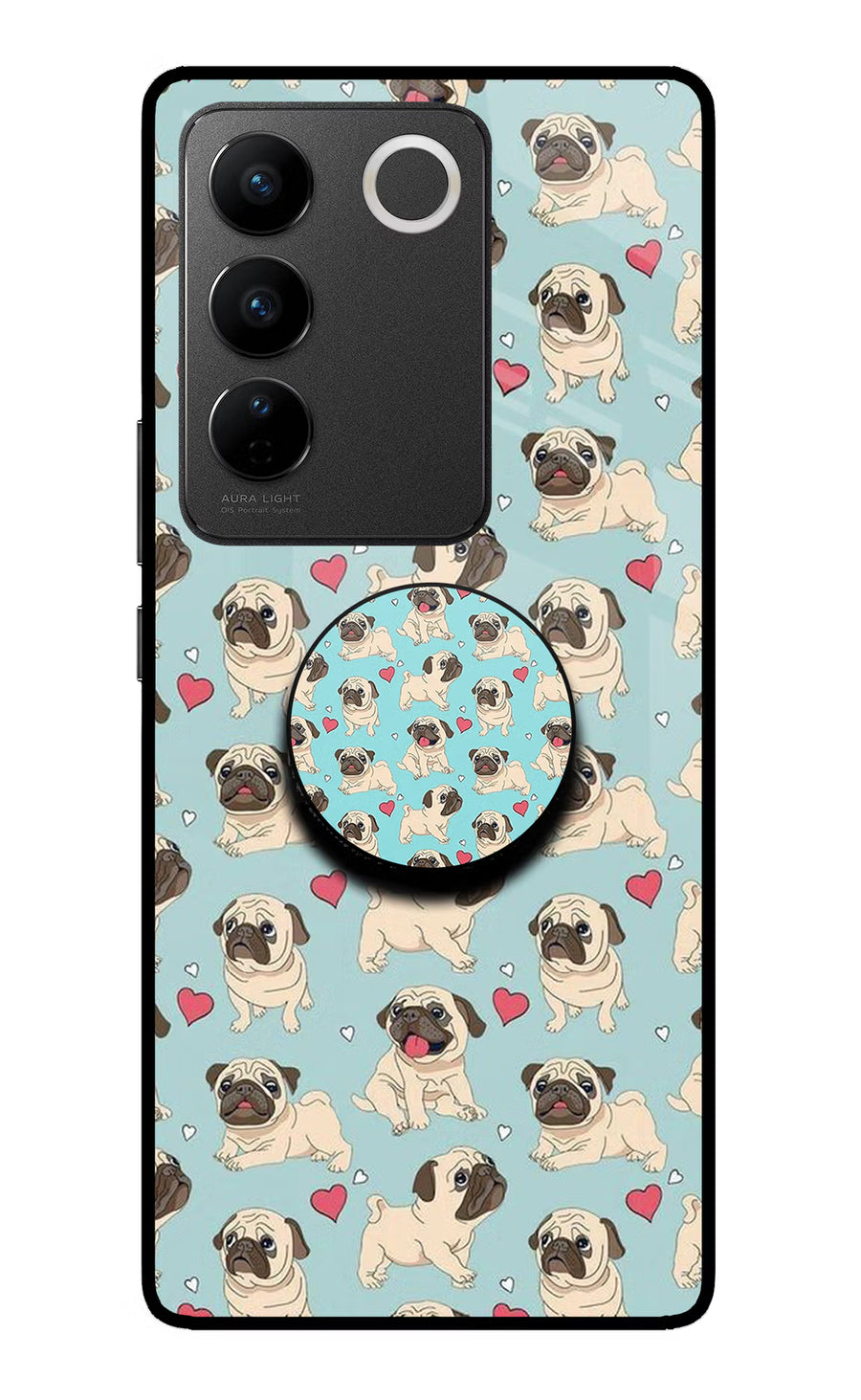 Pug Dog Vivo V27/V27 Pro Pop Case, Glass case