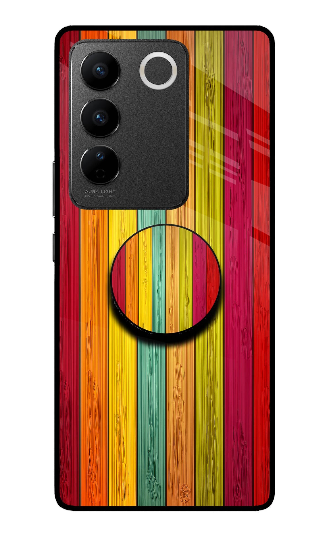 Multicolor Wooden Vivo V27/V27 Pro Pop Case