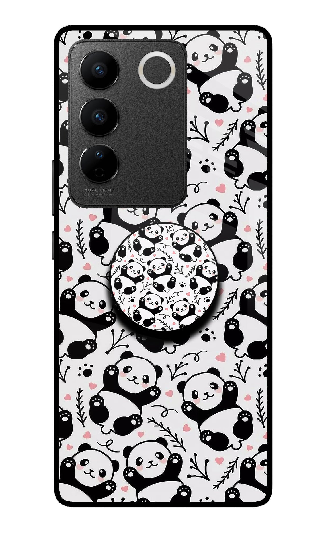 Cute Panda Vivo V27/V27 Pro Glass Case