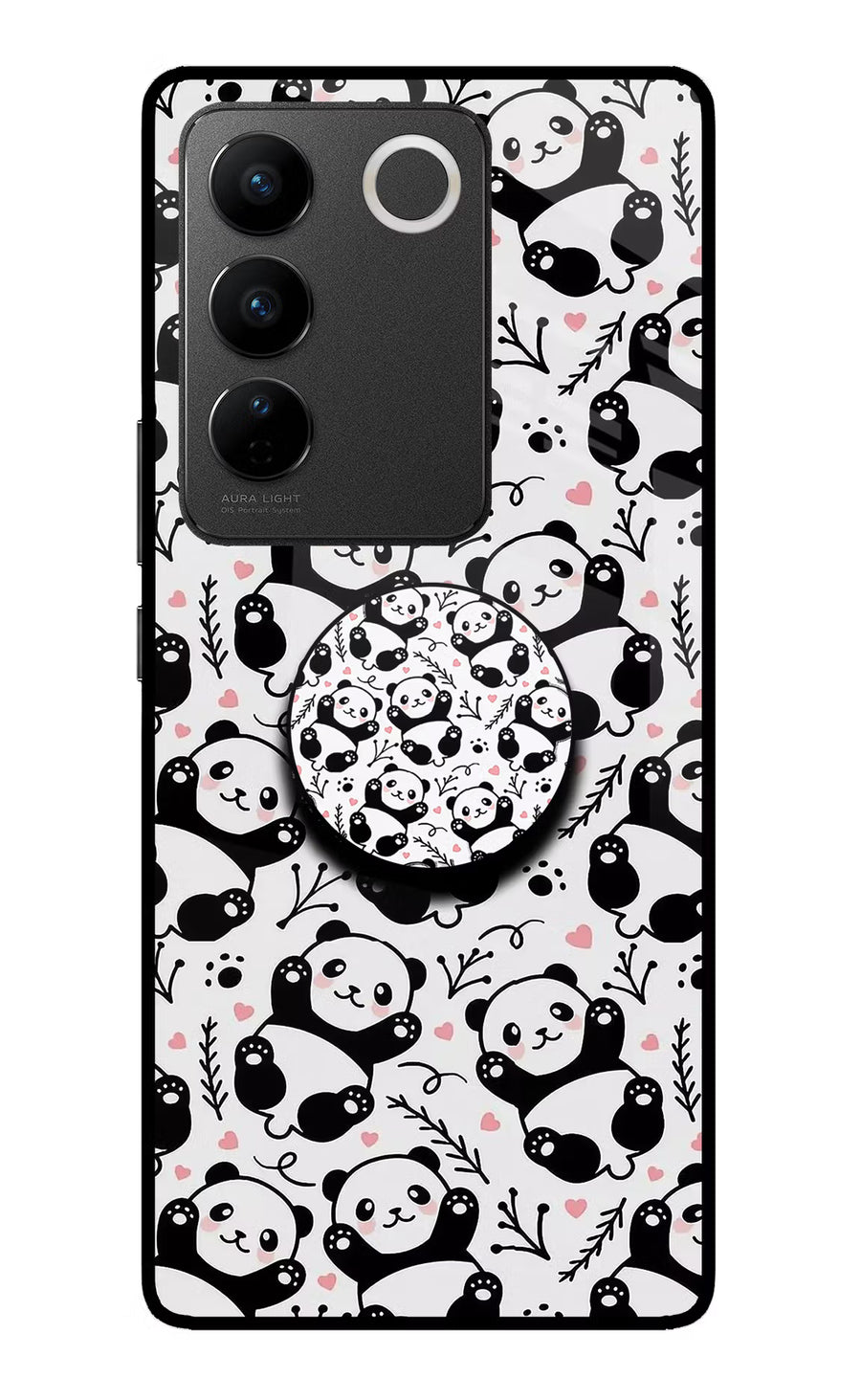 Cute Panda Vivo V27/V27 Pro Pop Case, Glass case