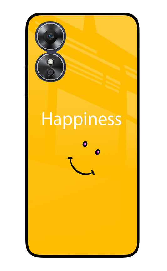 Happiness With Smiley Oppo A17 Glass Case