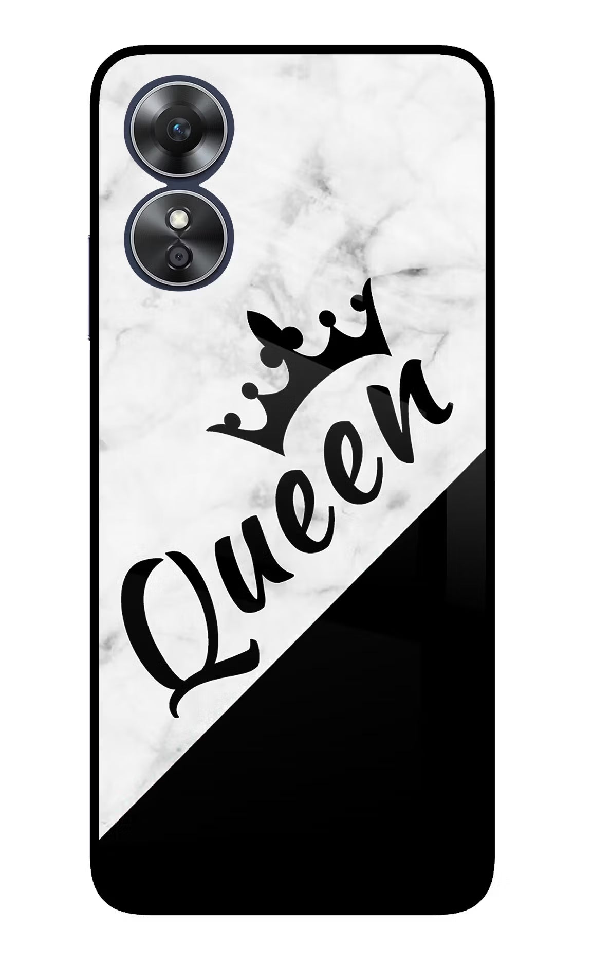 Queen Oppo A17 Glass Case Back Cover by Casekaro