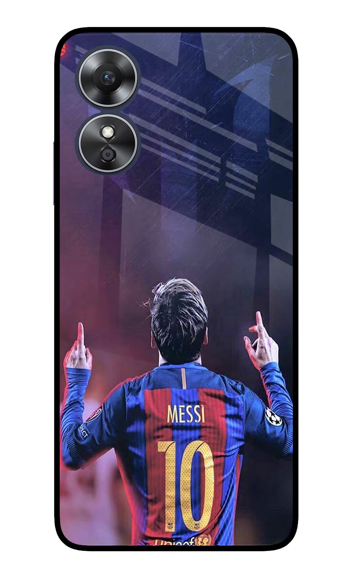 Messi Oppo A17 Glass Case Back Cover by Casekaro