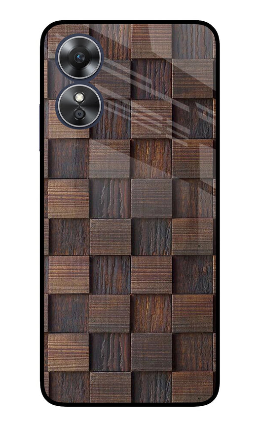 Wooden Cube Design Oppo A17 Glass Case