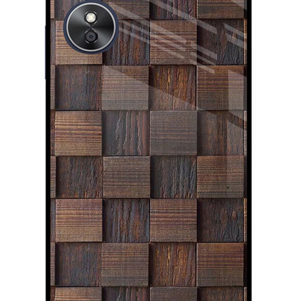 Wooden Cube Design Oppo A17 Glass Case Back Cover by Casekaro