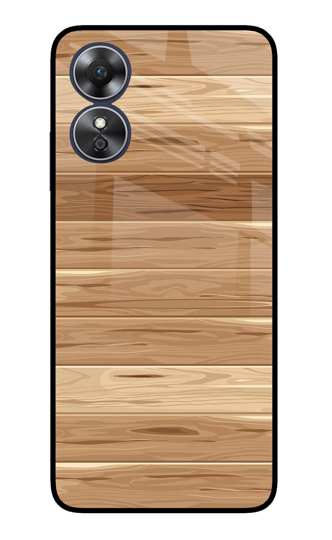 Wooden Vector Oppo A17 Glass Case Back Cover by Casekaro
