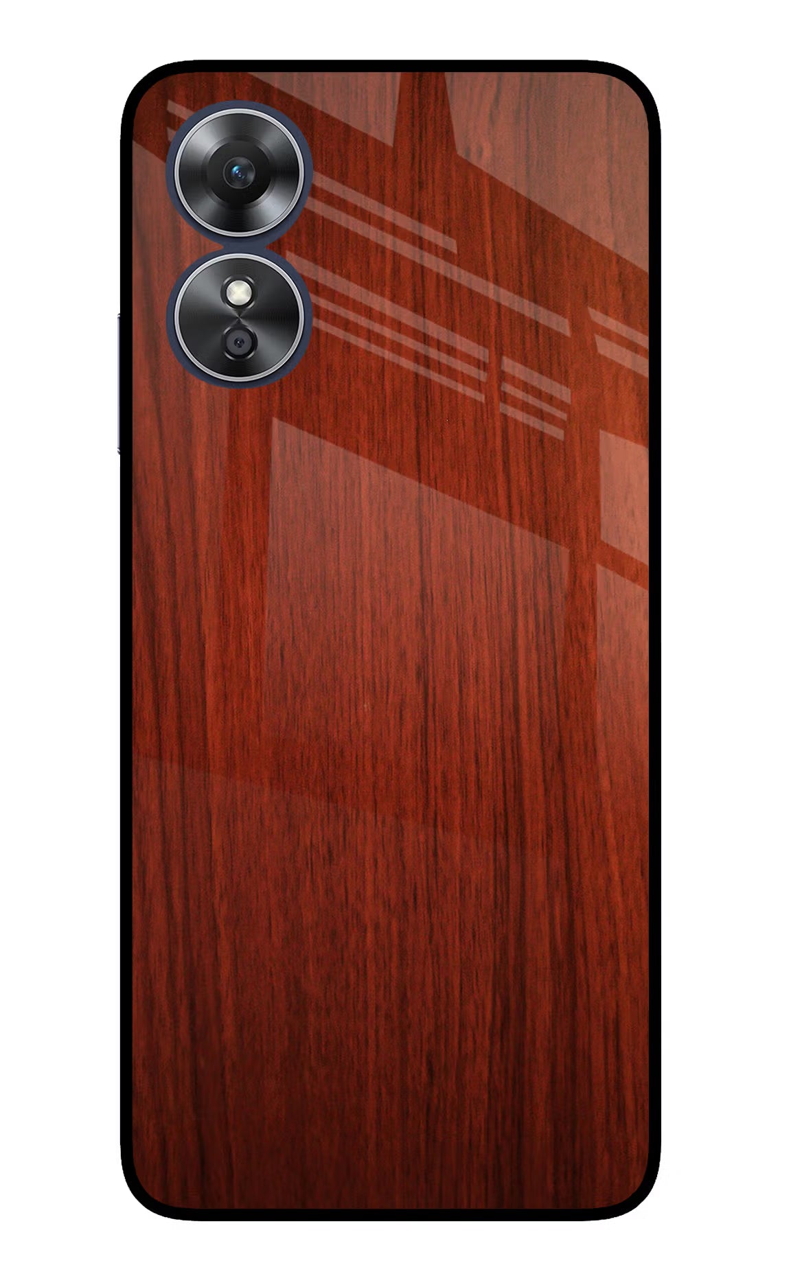 Wooden Plain Pattern Oppo A17 Glass Case Back Cover by Casekaro