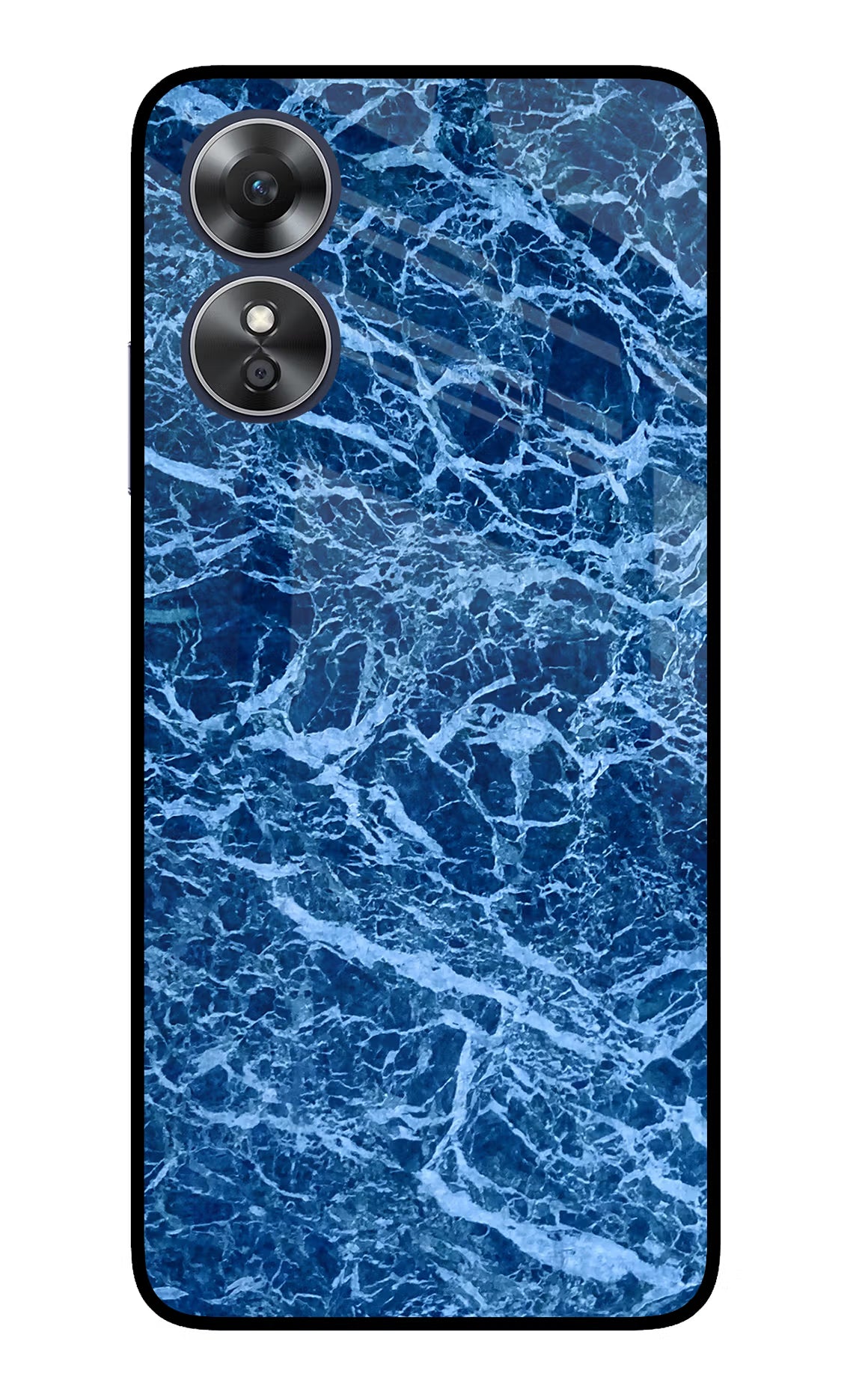 Blue Marble Oppo A17 Glass Case Back Cover by Casekaro