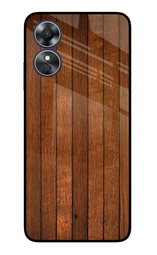 Wooden Artwork Bands Oppo A17 Glass Case