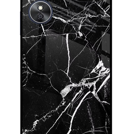 Black Marble Pattern Oppo A17 Glass Case Back Cover by Casekaro
