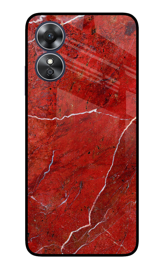 Red Marble Design Oppo A17 Glass Case
