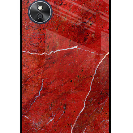 Red Marble Design Oppo A17 Glass Case Back Cover by Casekaro