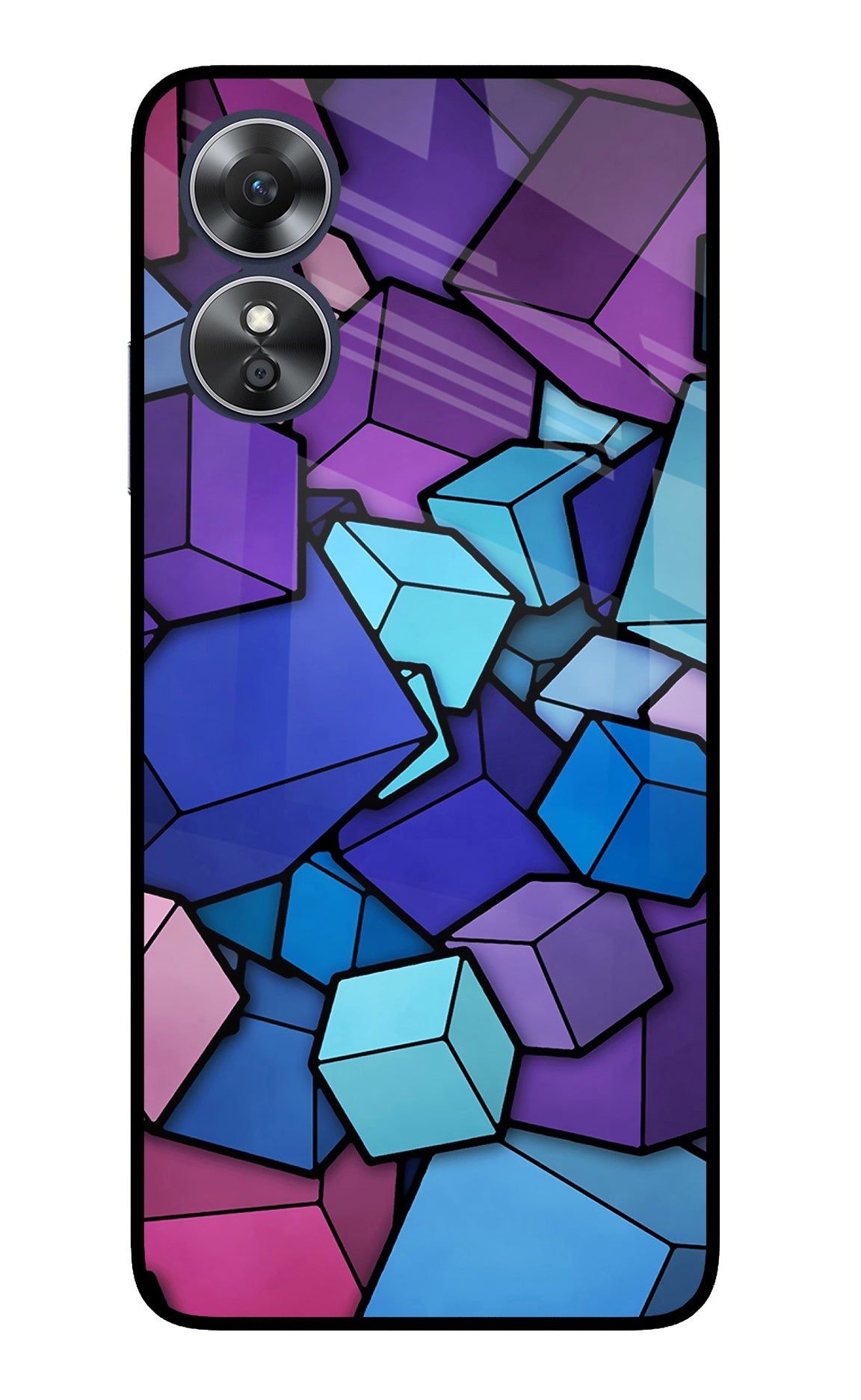 Cubic Abstract Oppo A17 Glass Case