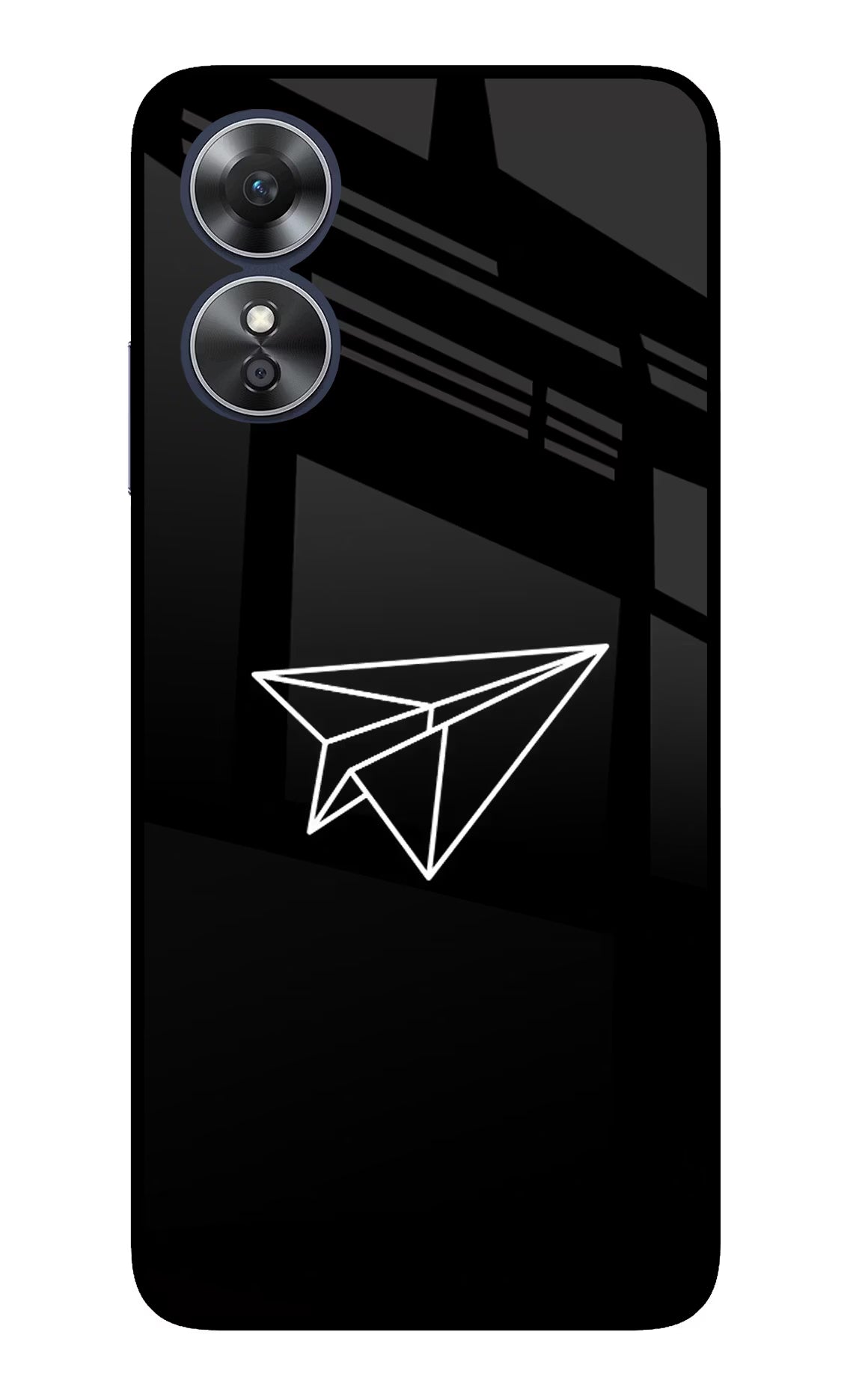 Paper Plane White Oppo A17 Glass Case Back Cover by Casekaro