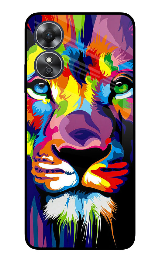 Lion Oppo A17 Glass Case