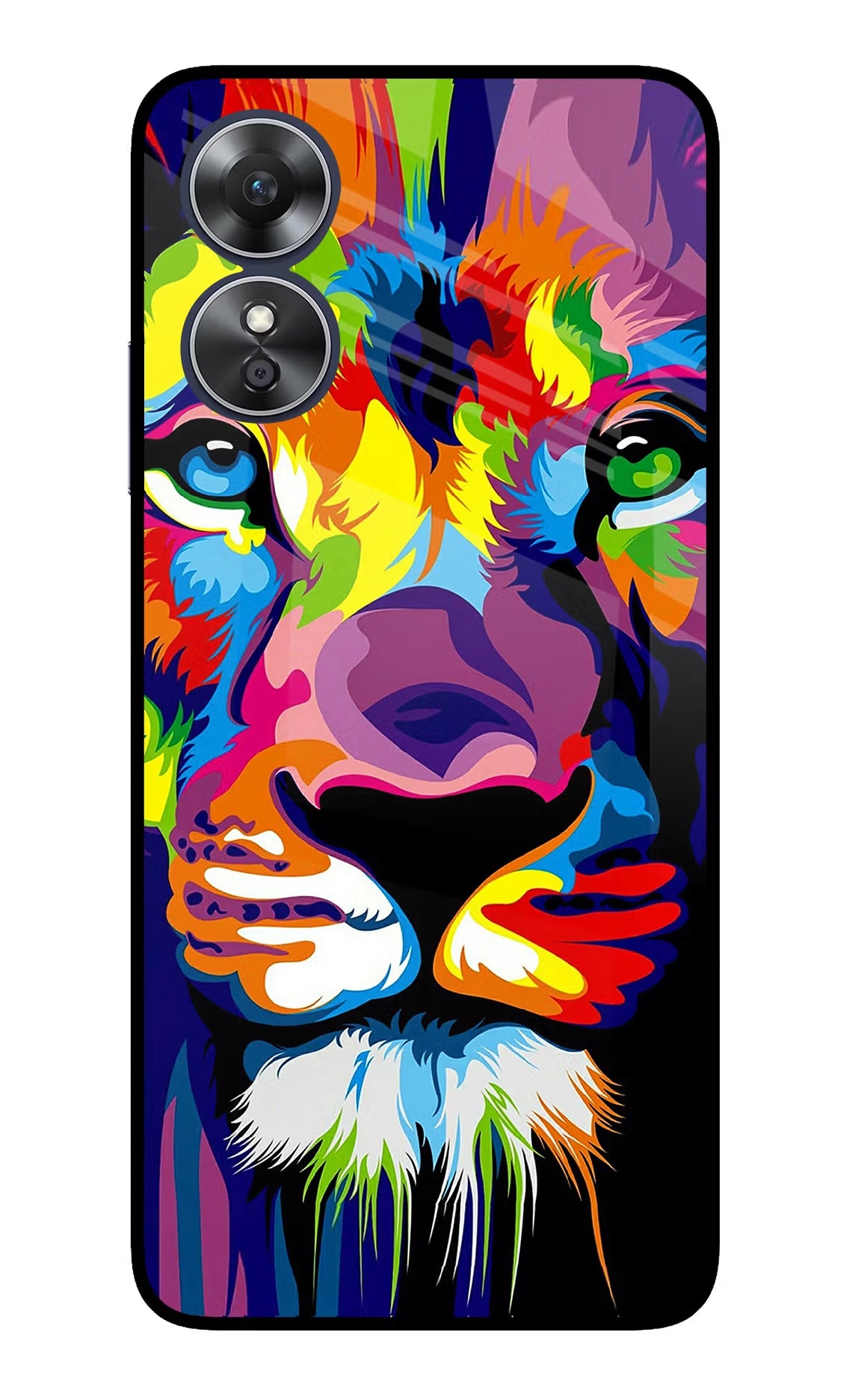Lion Oppo A17 Glass Case Back Cover by Casekaro