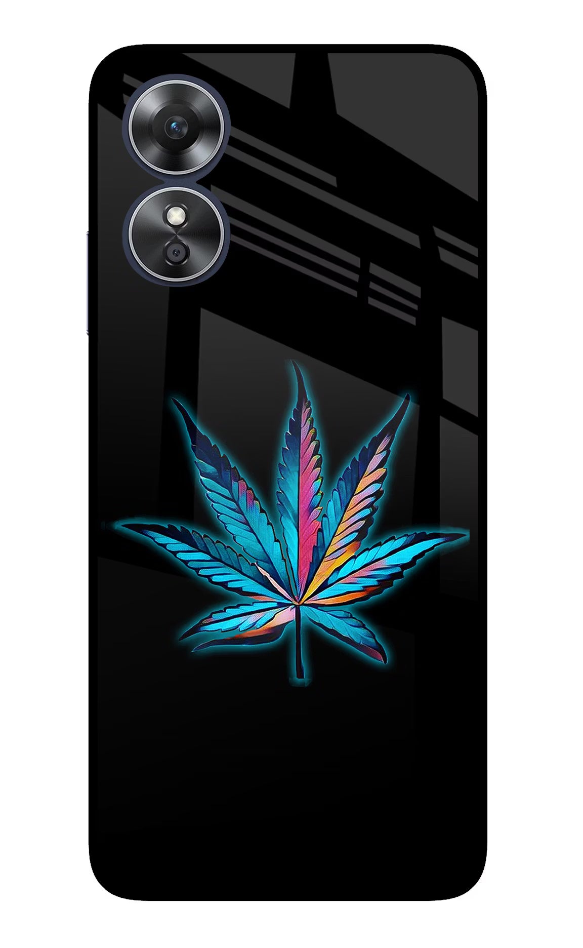 Weed Oppo A17 Glass Case Back Cover by Casekaro