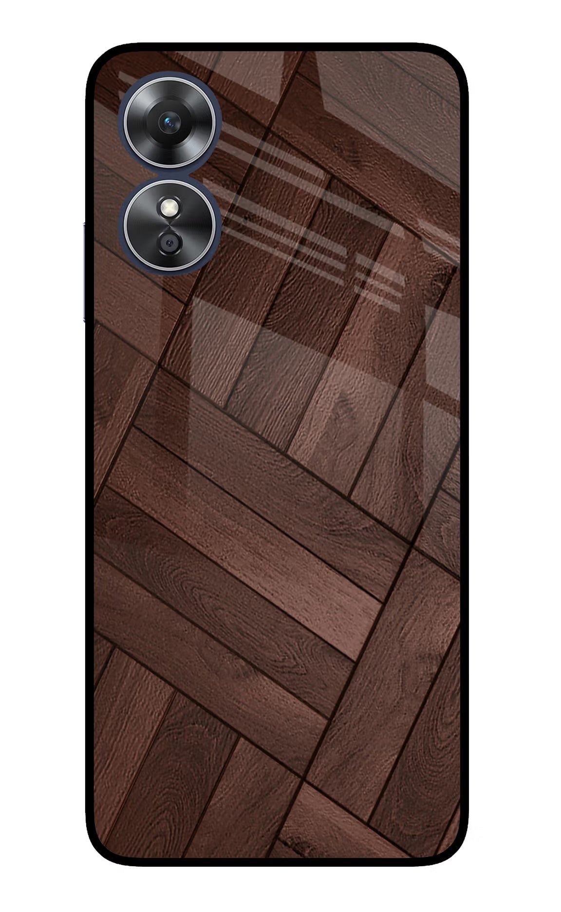 Wooden Texture Design Oppo A17 Glass Case Back Cover by Casekaro