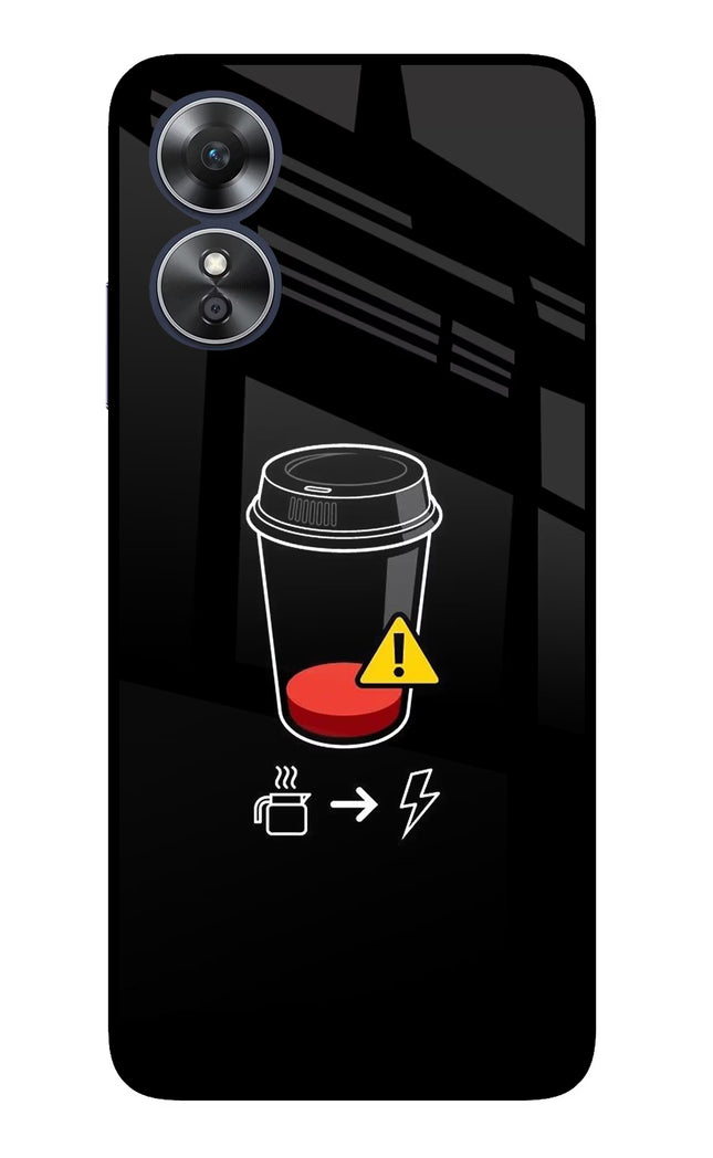 Coffee Oppo A17 Glass Case Back Cover by Casekaro