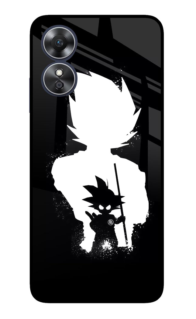 Goku Shadow Oppo A17 Glass Case Back Cover by Casekaro