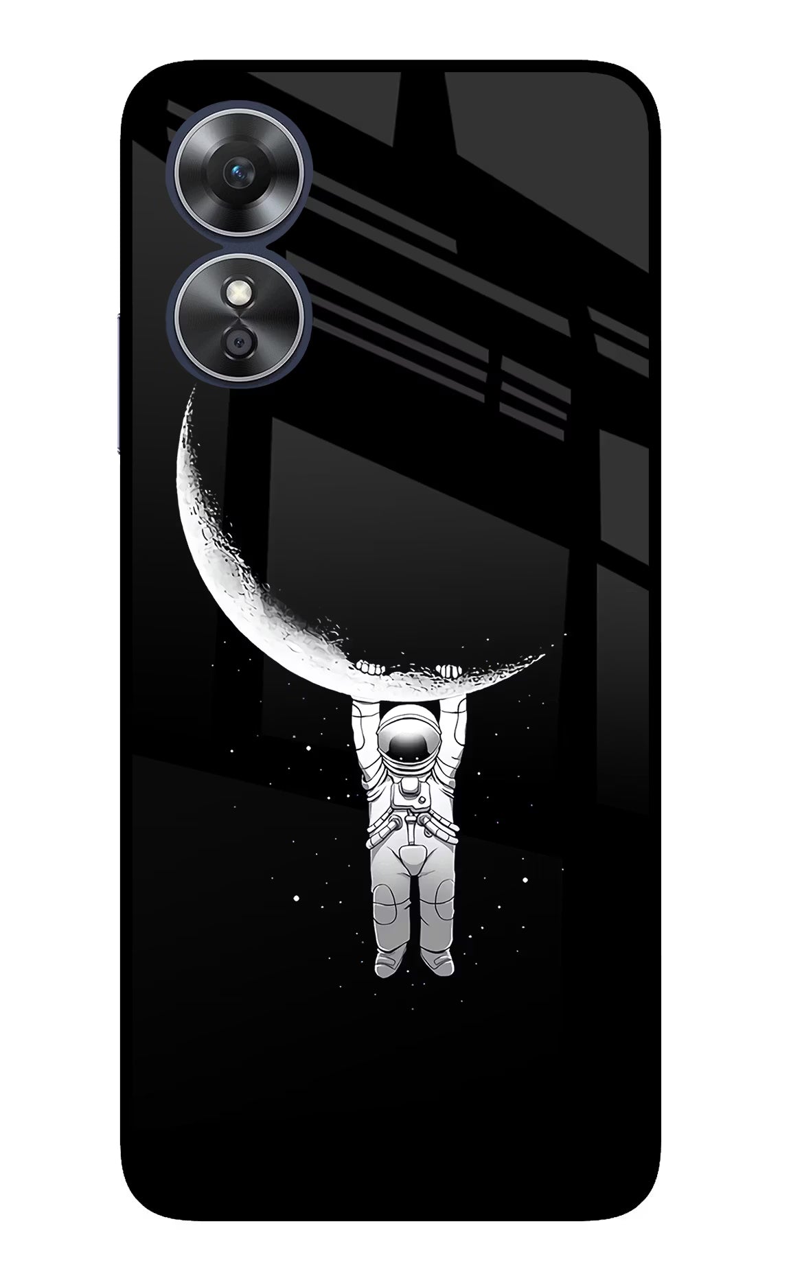 Moon Space Oppo A17 Glass Case Back Cover by Casekaro