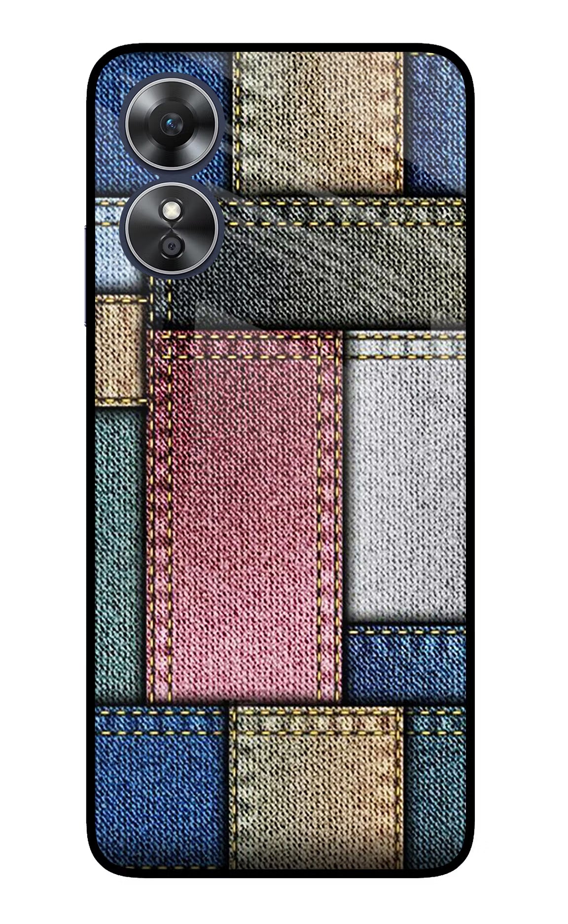 Multicolor Jeans Oppo A17 Glass Case