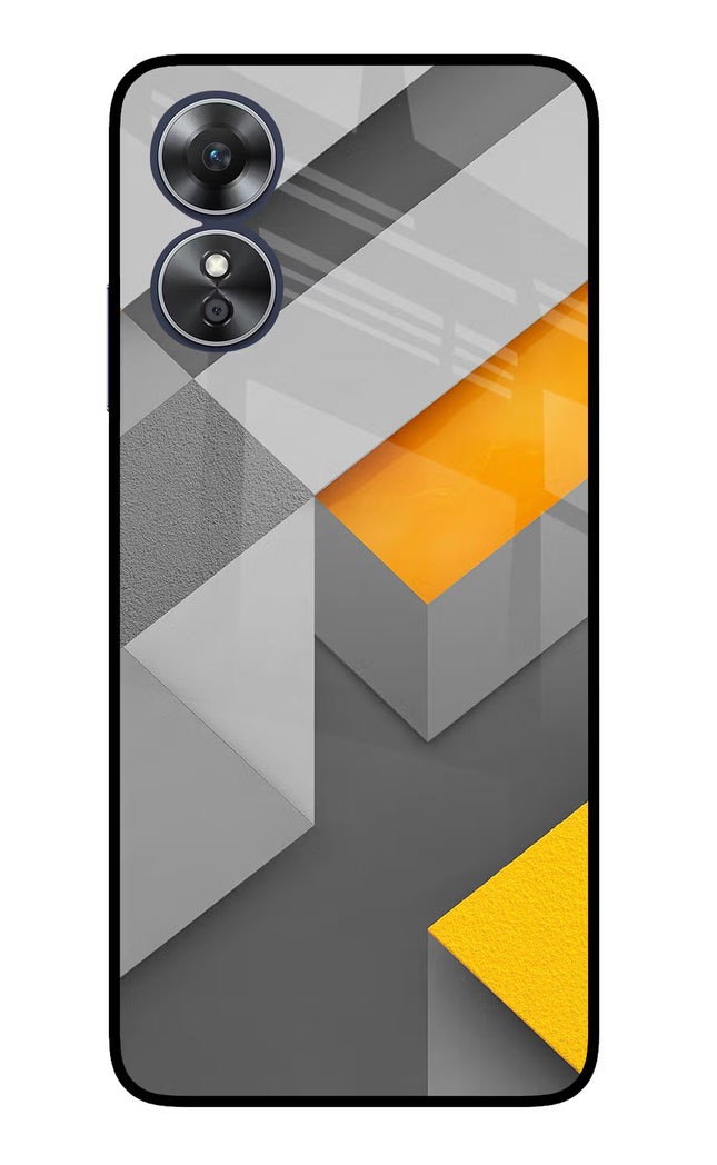 Abstract Oppo A17 Glass Case Back Cover by Casekaro