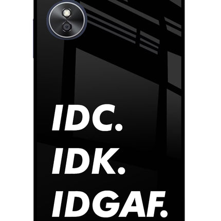 Idc Idk Idgaf Oppo A17 Glass Case Back Cover by Casekaro