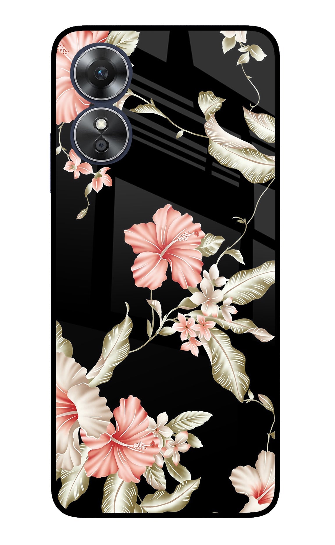 Flowers Oppo A17 Glass Case