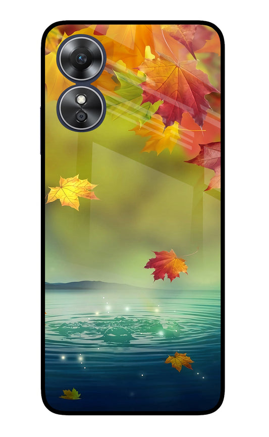 Flowers Oppo A17 Glass Case