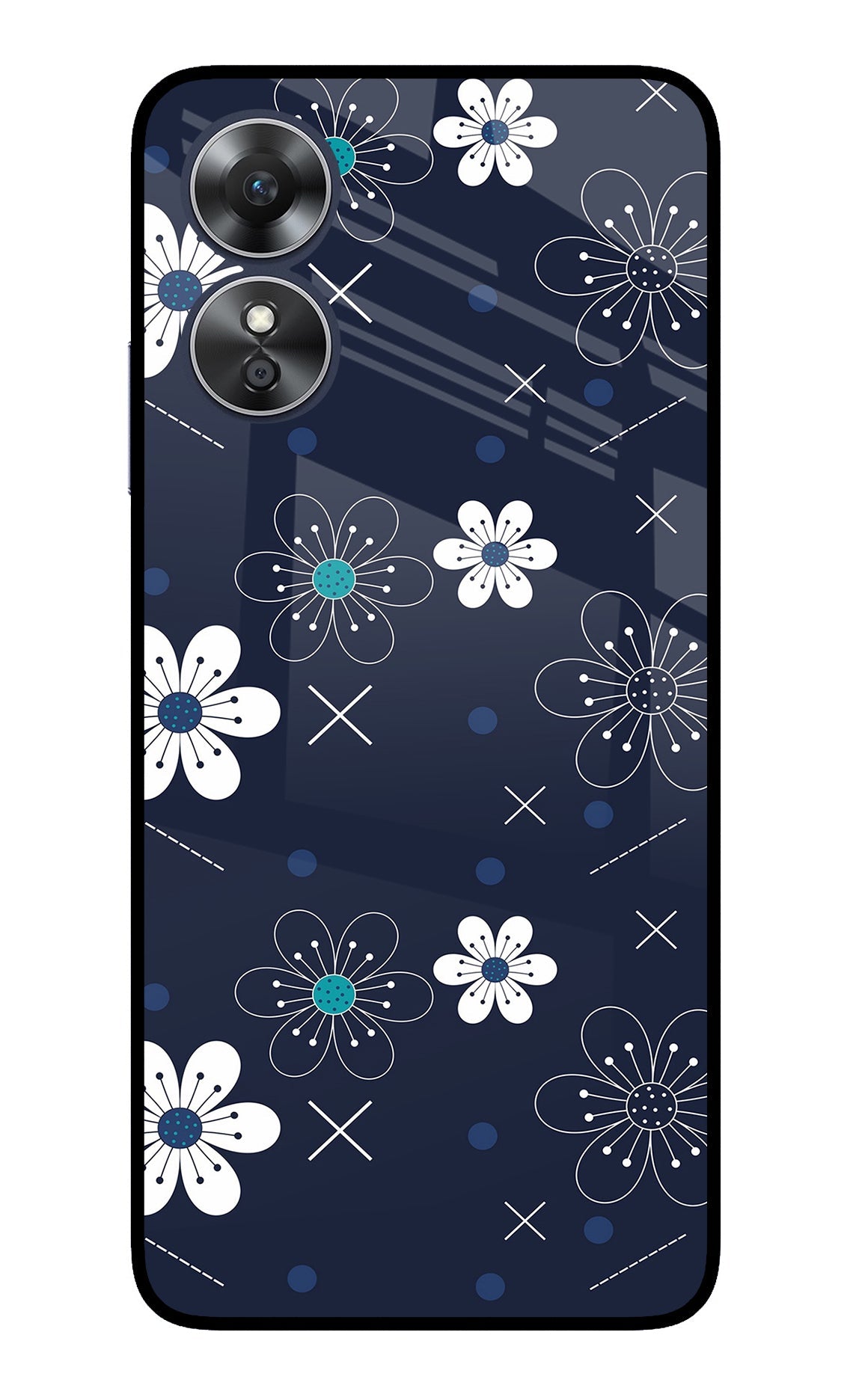 Flowers Oppo A17 Glass Case