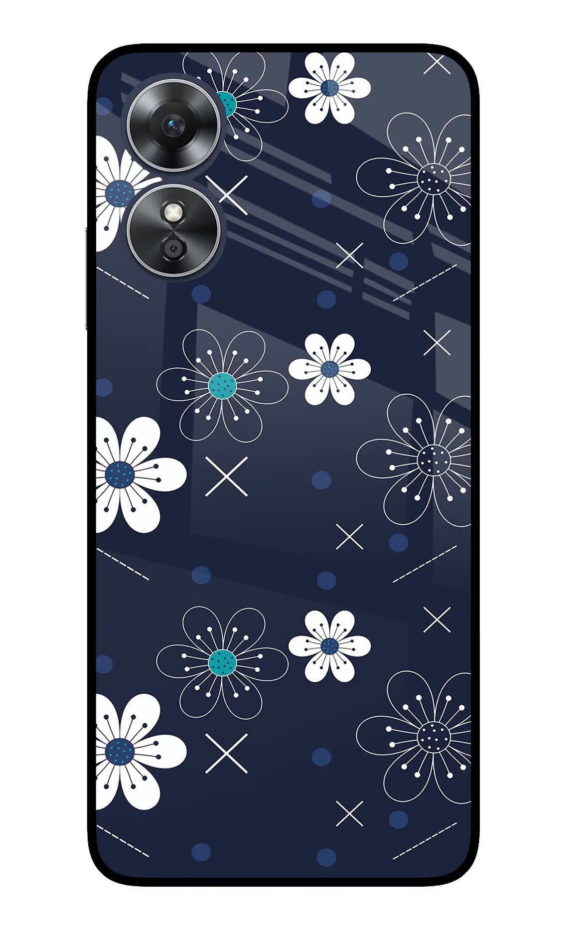 Flowers Oppo A17 Glass Case Back Cover by Casekaro