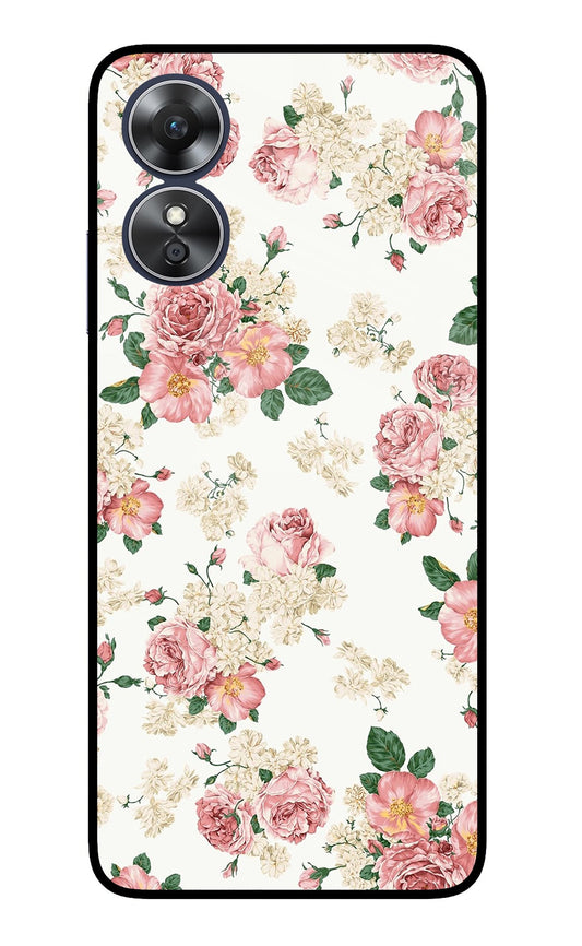 Flowers Oppo A17 Glass Case