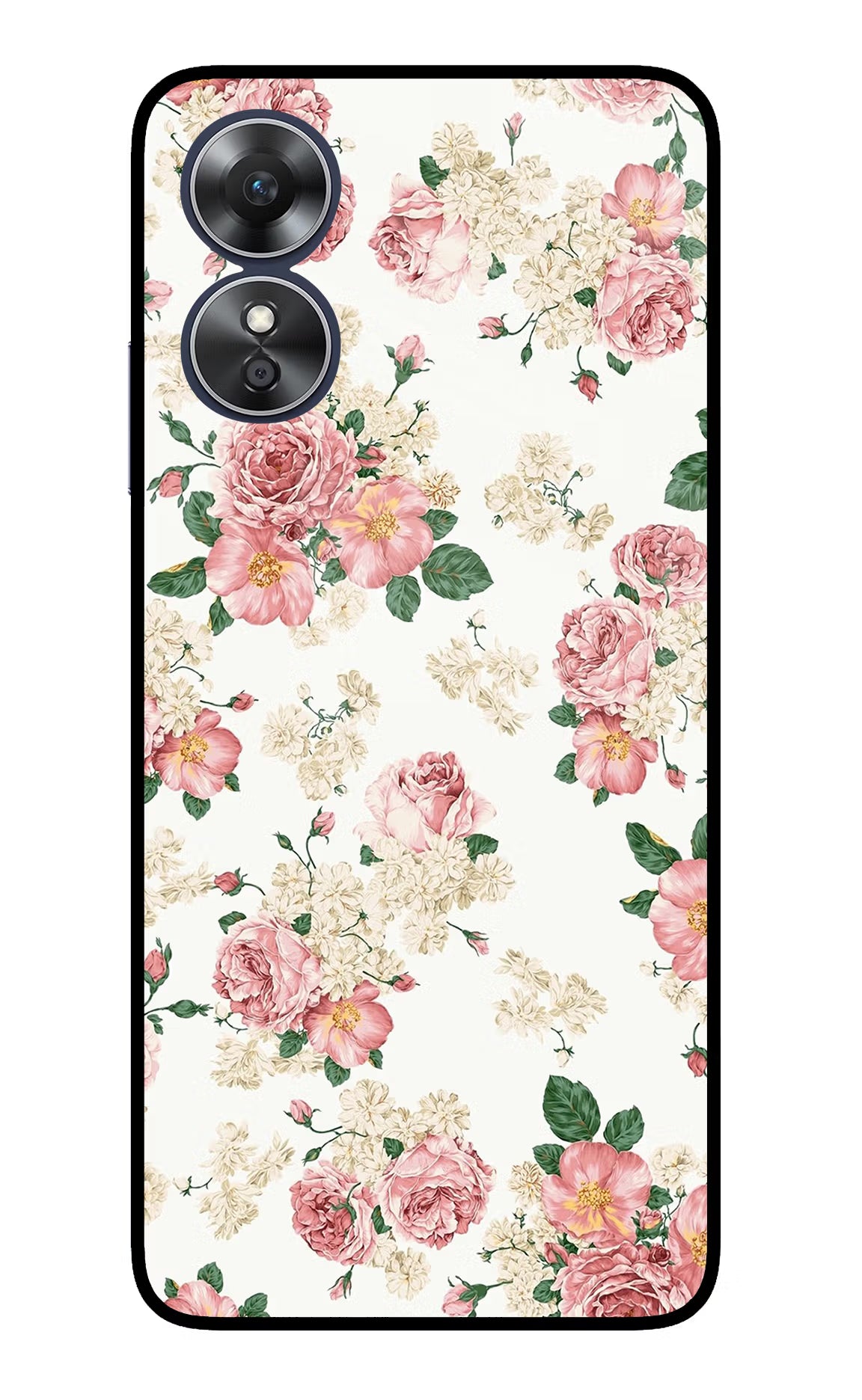 Flowers Oppo A17 Glass Case Back Cover by Casekaro