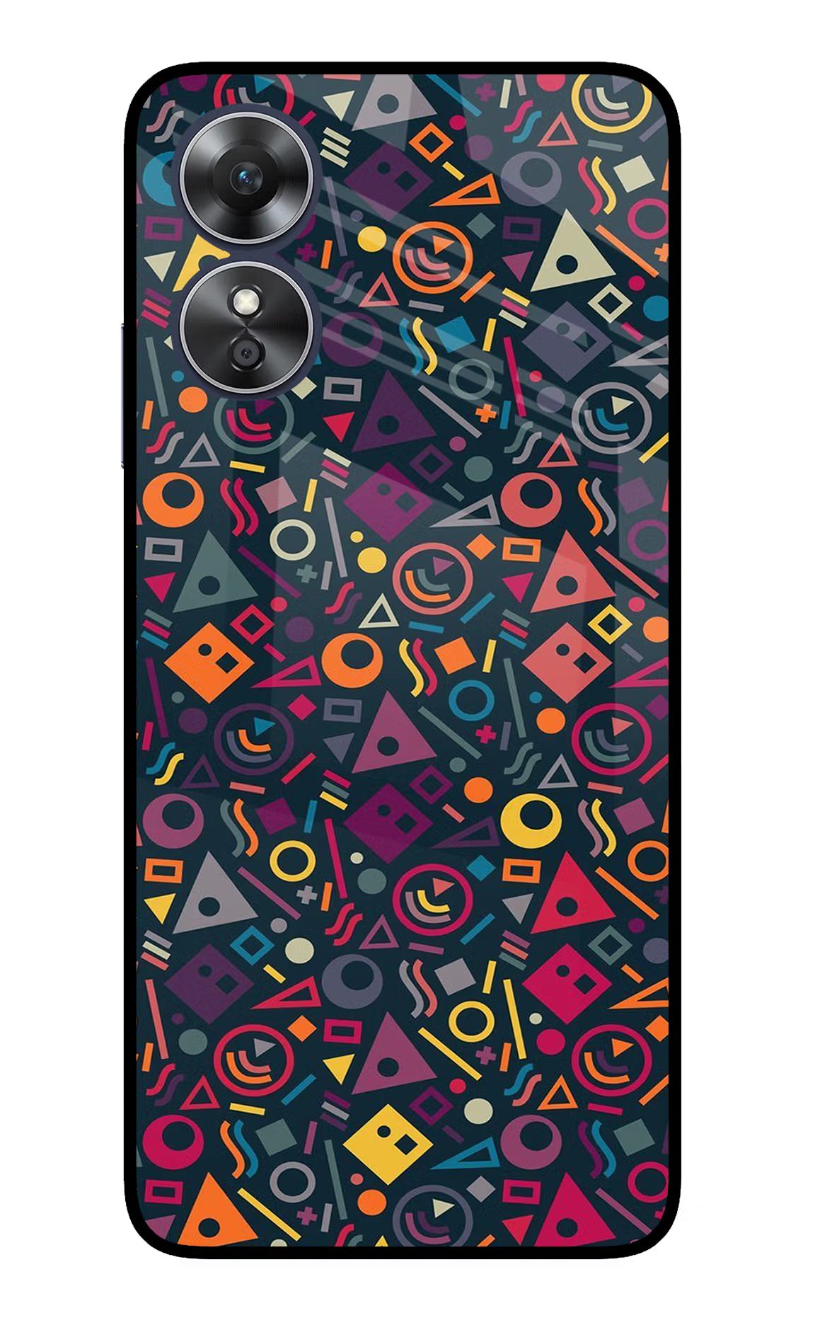 Geometric Abstract Oppo A17 Glass Case Back Cover by Casekaro