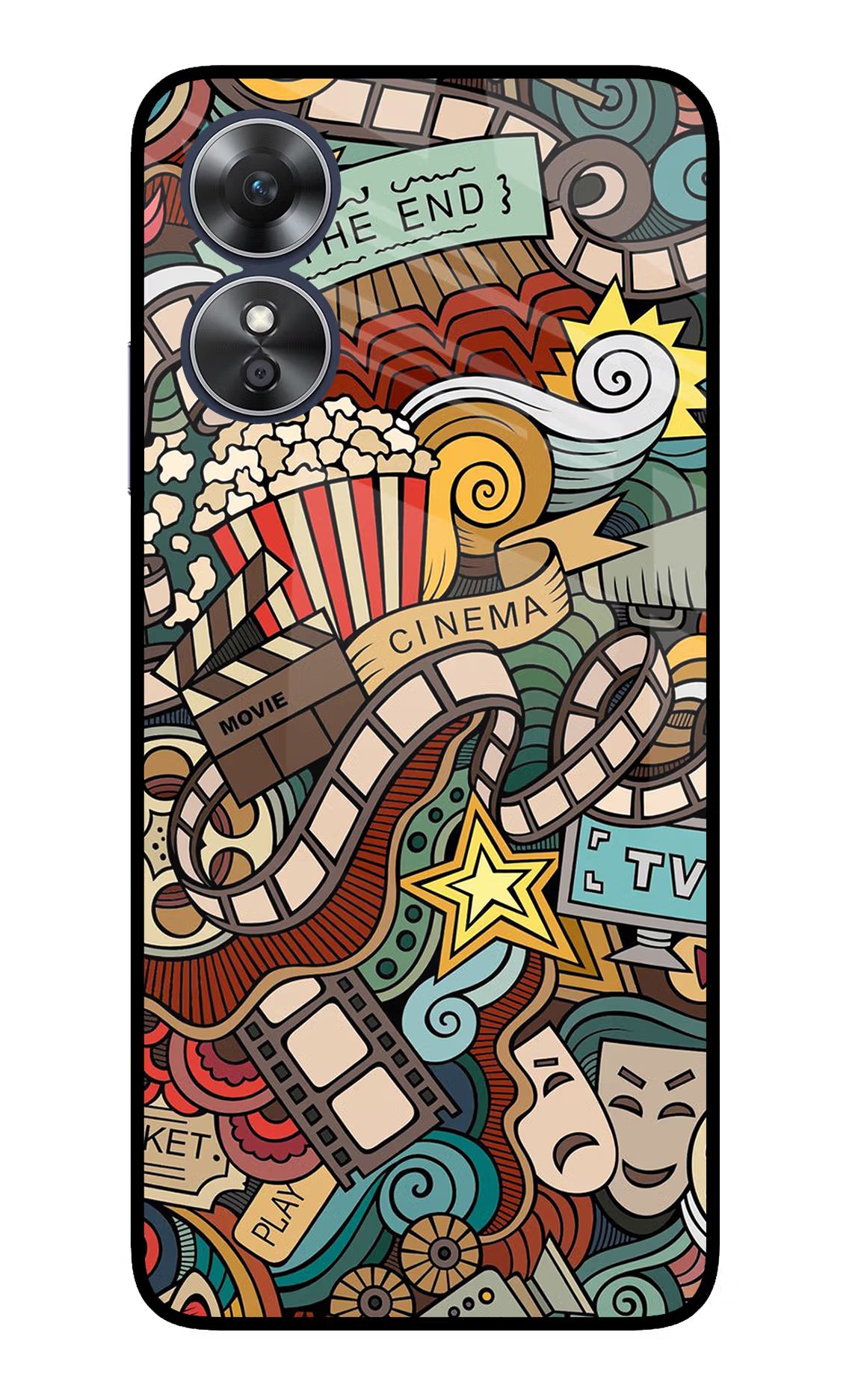 Cinema Abstract Oppo A17 Glass Case Back Cover by Casekaro