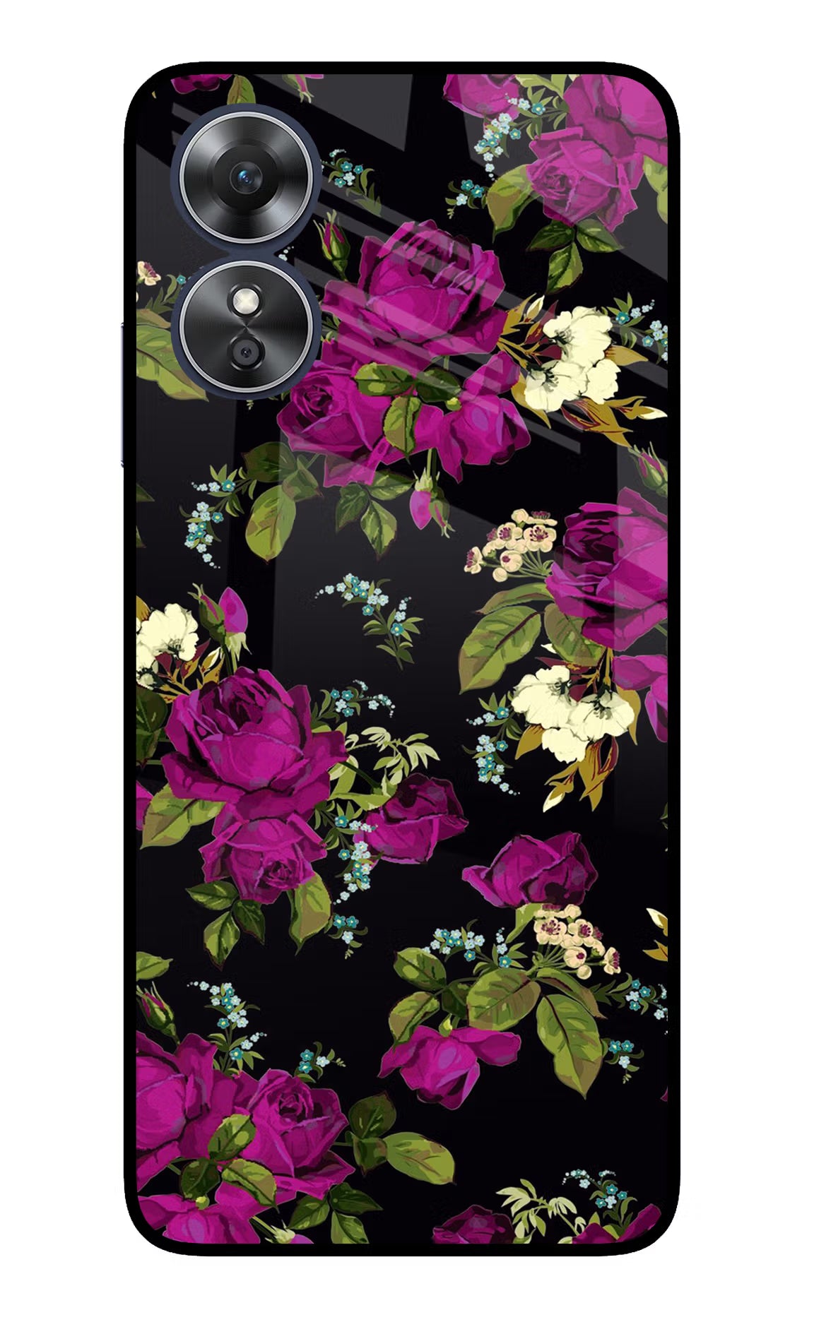 Flowers Oppo A17 Glass Case Back Cover by Casekaro