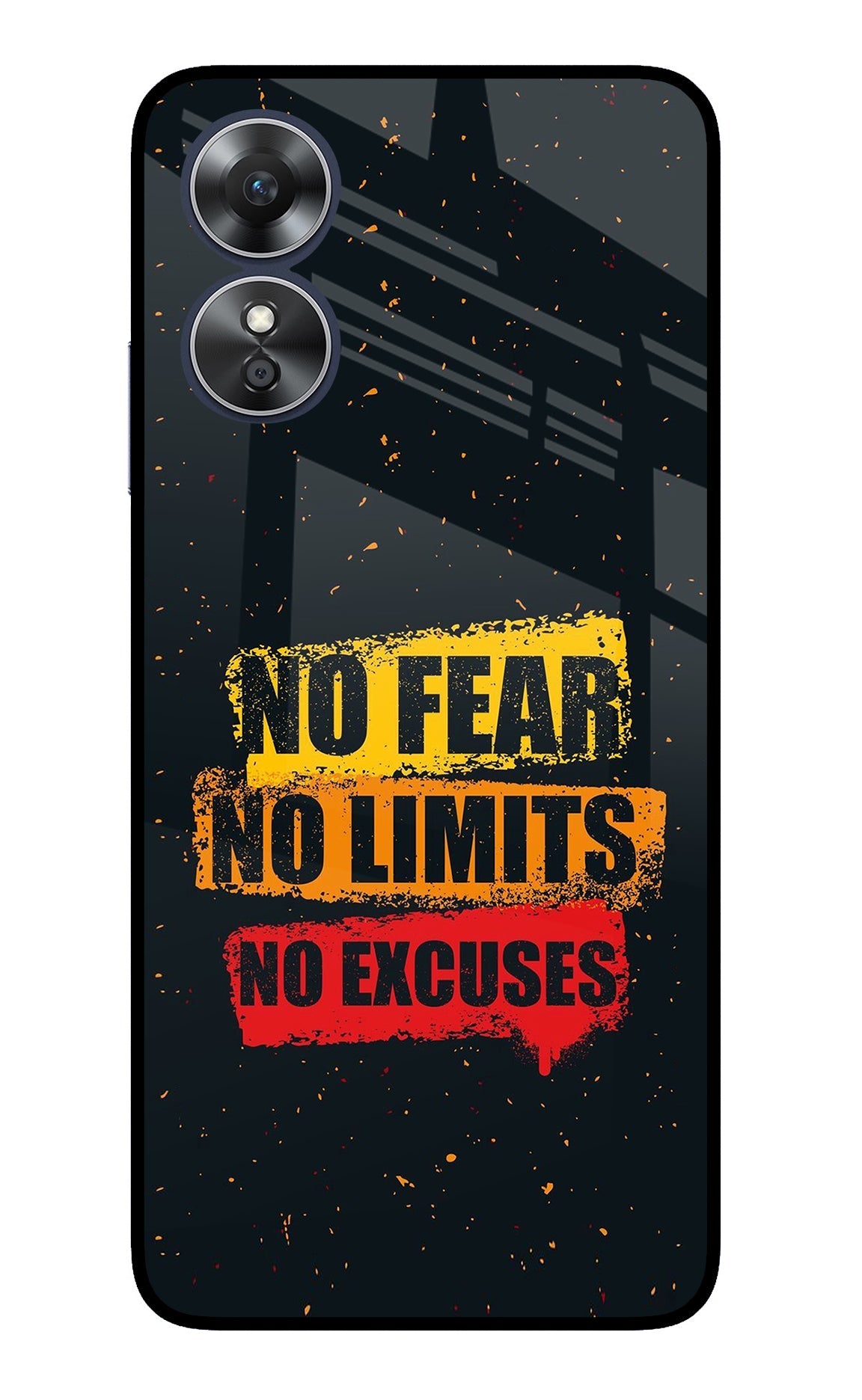 No Fear No Limits No Excuse Oppo A17 Glass Case