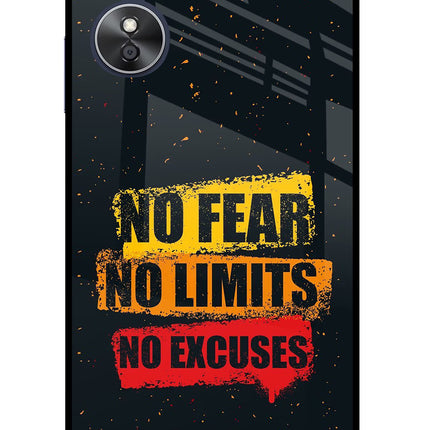 No Fear No Limits No Excuse Oppo A17 Glass Case Back Cover by Casekaro