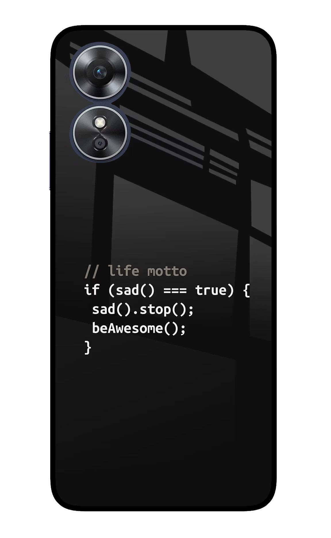 Life Motto Code Oppo A17 Glass Case Back Cover by Casekaro