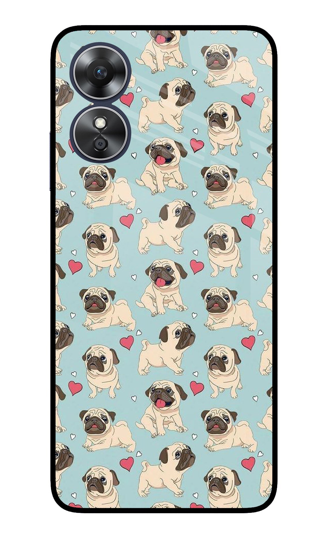 Pug Dog Oppo A17 Glass Case