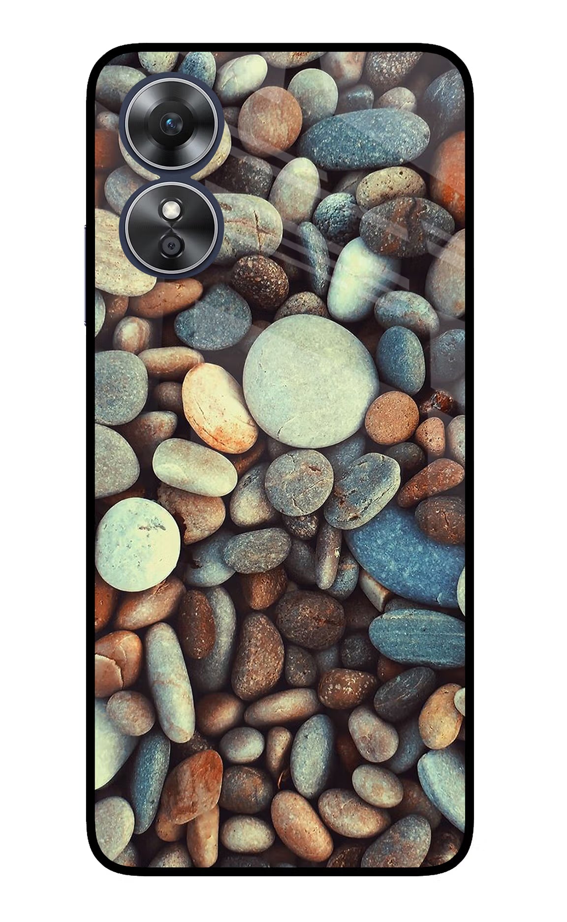 Pebble Oppo A17 Glass Case Back Cover by Casekaro