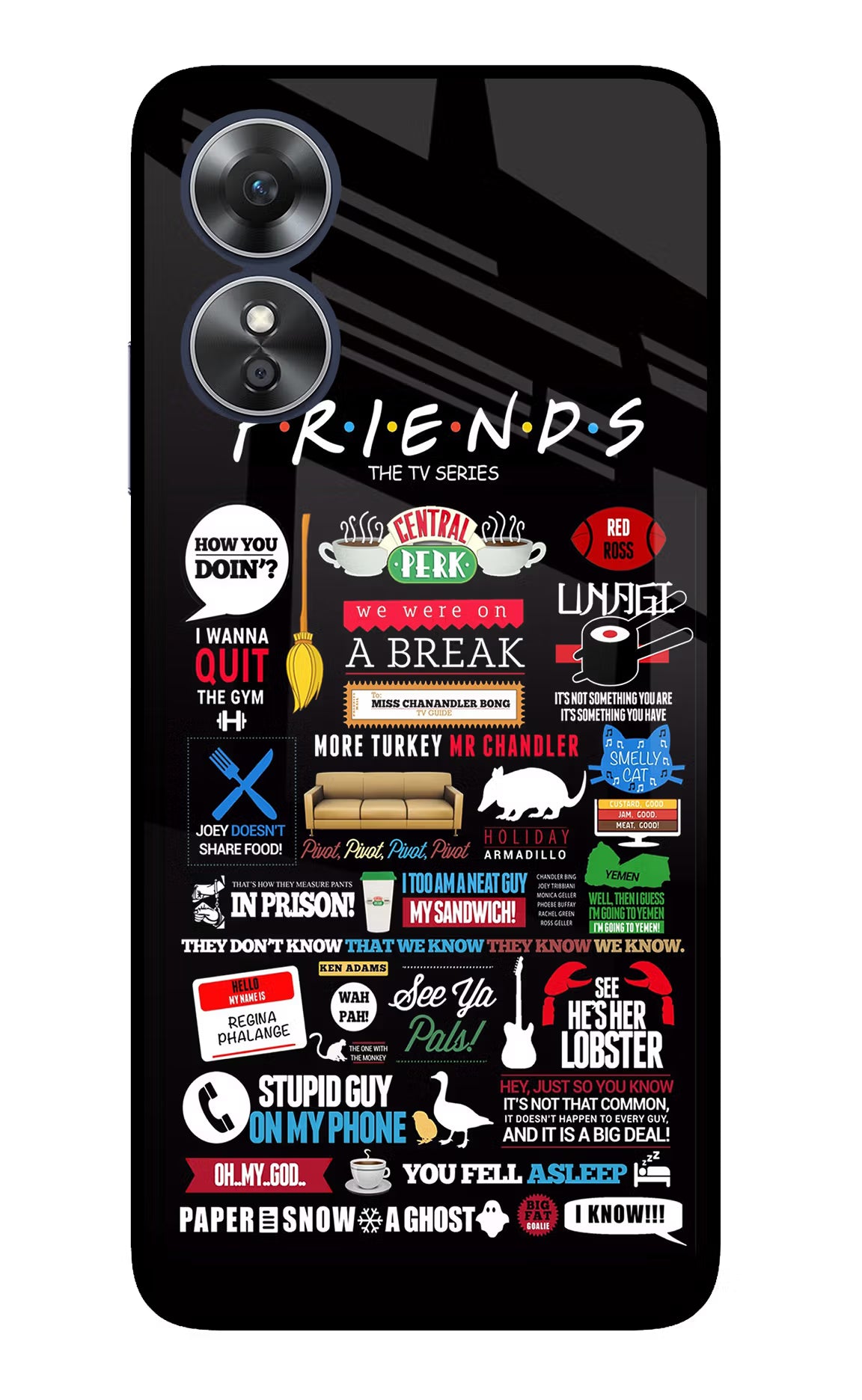 FRIENDS Oppo A17 Glass Case Back Cover by Casekaro