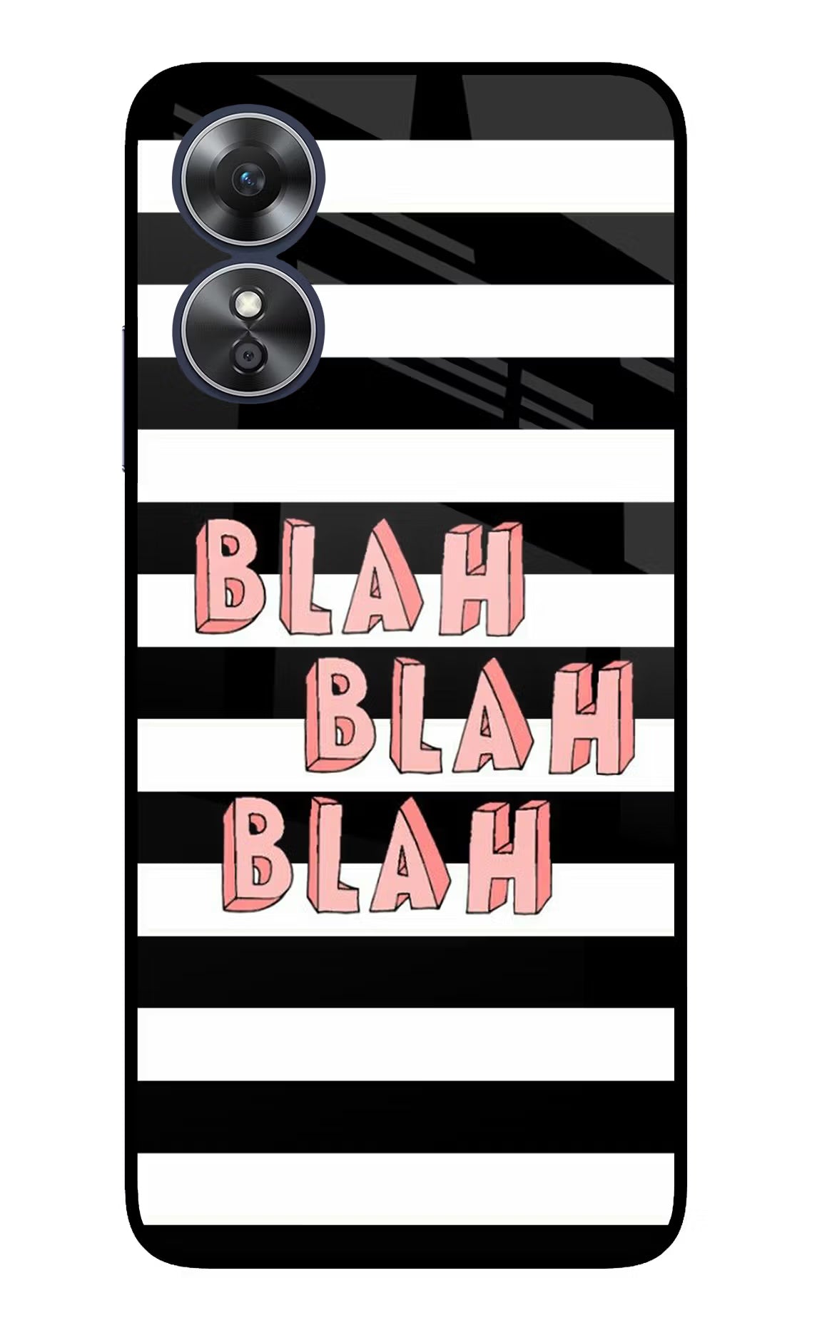 Blah Blah Blah Oppo A17 Glass Case Back Cover by Casekaro