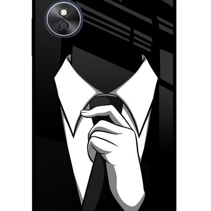 Black Tie Oppo A17 Glass Case Back Cover by Casekaro