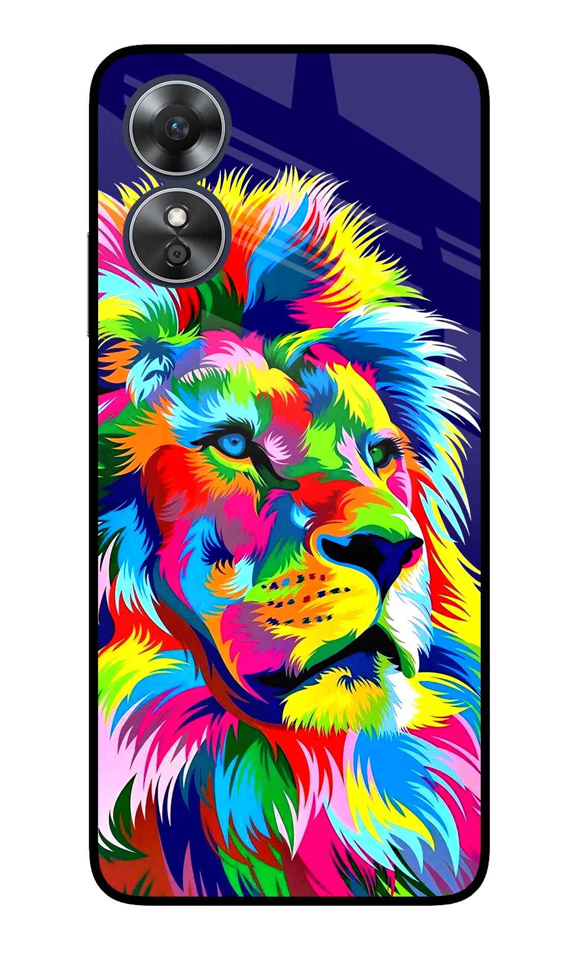 Vector Art Lion Oppo A17 Glass Case Back Cover by Casekaro