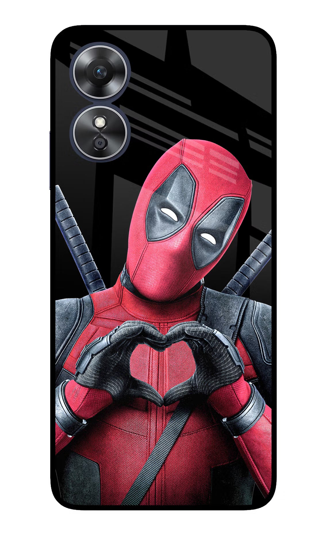 Deadpool Oppo A17 Glass Case Back Cover by Casekaro